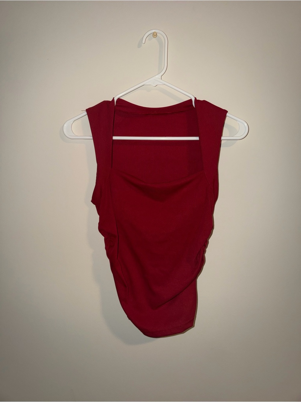 Square Neck Sleeveless Tank Top - Wine Red